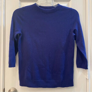 Talbots Women’s Small Petite 100% Pure‎ Cashmere Royal Blue Sweater Ribbed Cuffs